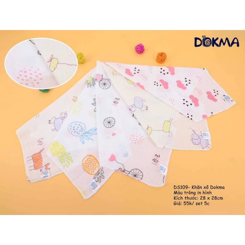 Set 5 khăn sữa xô Dokma kích thước 28x 28cm