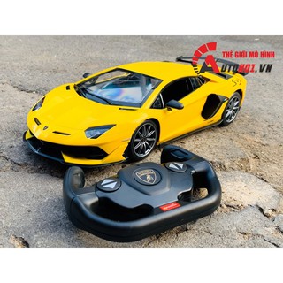 Mô hình xe điều khiển ô tô Lamborghini Aventador SVJ yellow 1:14 Rastar 6318
