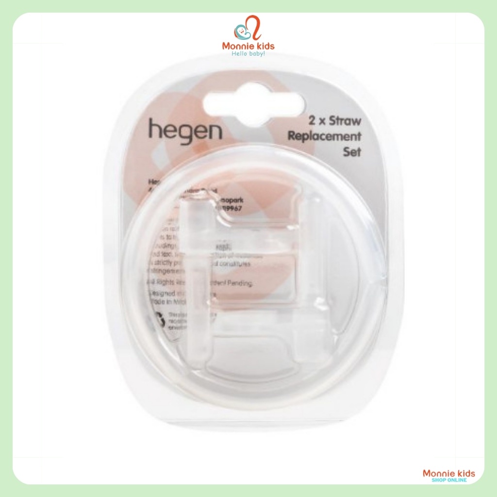 Bộ 2 vòi và ống hút bình tập uống nước cho bé Hegen, combo 2 ống hút silicon - Monnie Kids