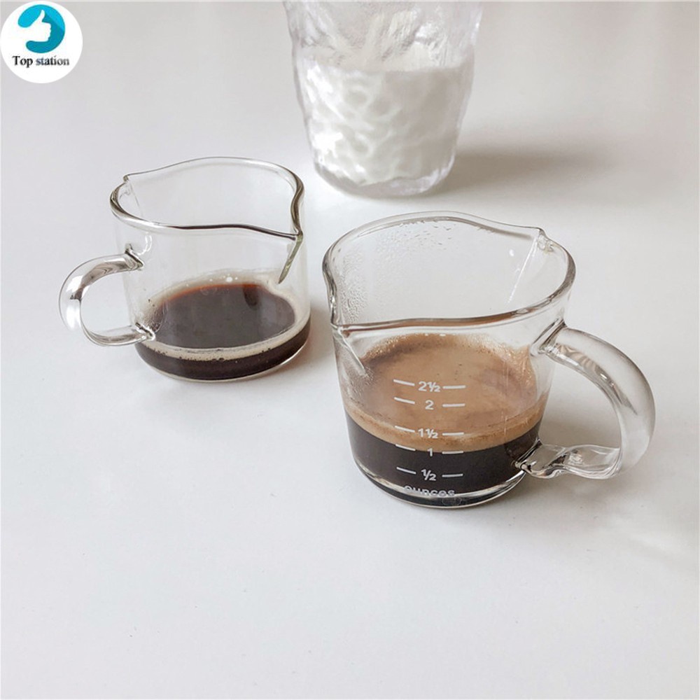 Cốc Đong Sữa / Cà Phê Mini Bằng Thủy Tinh Cách Nhiệt Hai Lớp Có Thang Đo Lường