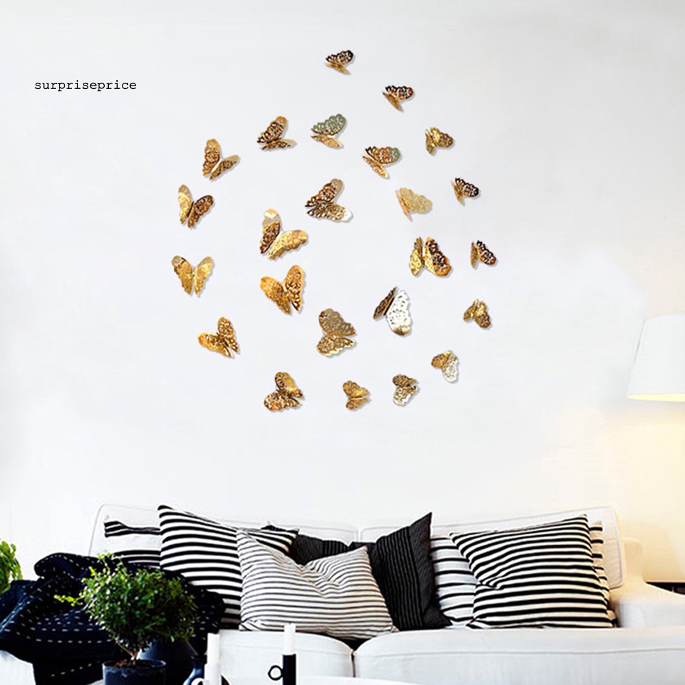 Bộ 12 miếng dán nam châm hình bướm 3D xinh xắn cho tủ lạnh