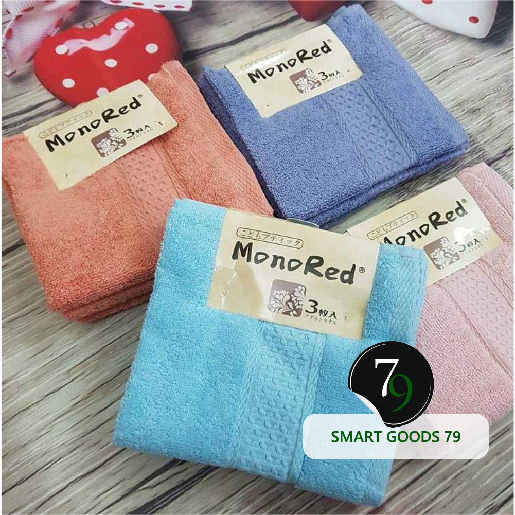 [Freeship hàng cao cấp 202] Set 3 khăn mặt monored nhật cotton siêu mềm mịn cho em bé trẻ con lau rửa cao cấp