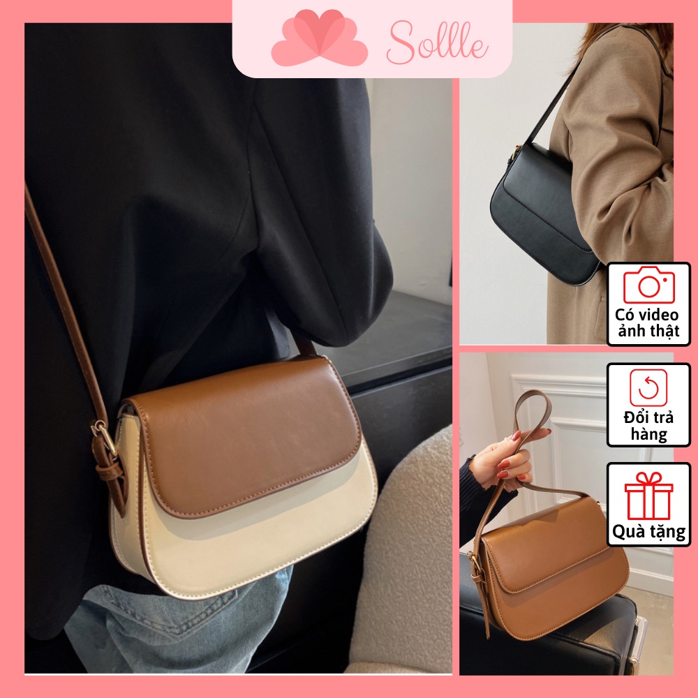 Túi xách nữ đẹp đeo chéo thời trang công sở cao cấp da PU phong cách Hàn Quốc Sollle