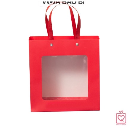 Túi đựng quà tặng cửa sổ trong suốt màu đỏ, trắng làm set quà tặng biếu nhiều dịp