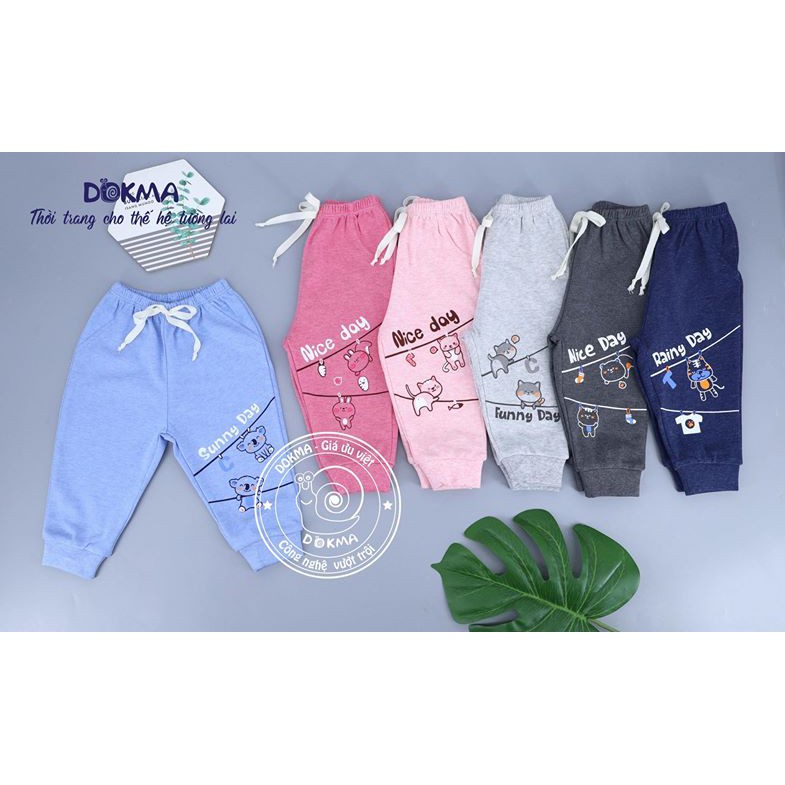 (3-24M) Quần dài bo gấu cotton dày vừa - DOKMA