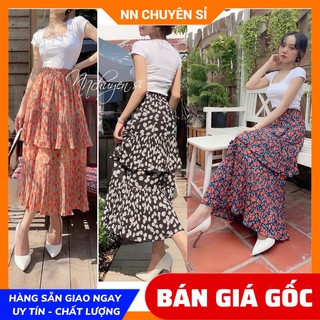 ⚡ hàng đẹp ⚡ ảnh thật ⚡ sle105 ⚡ chân váy dài dập li ⚡ chân váy hoa ⚡ chân váy dài tầng ⚡