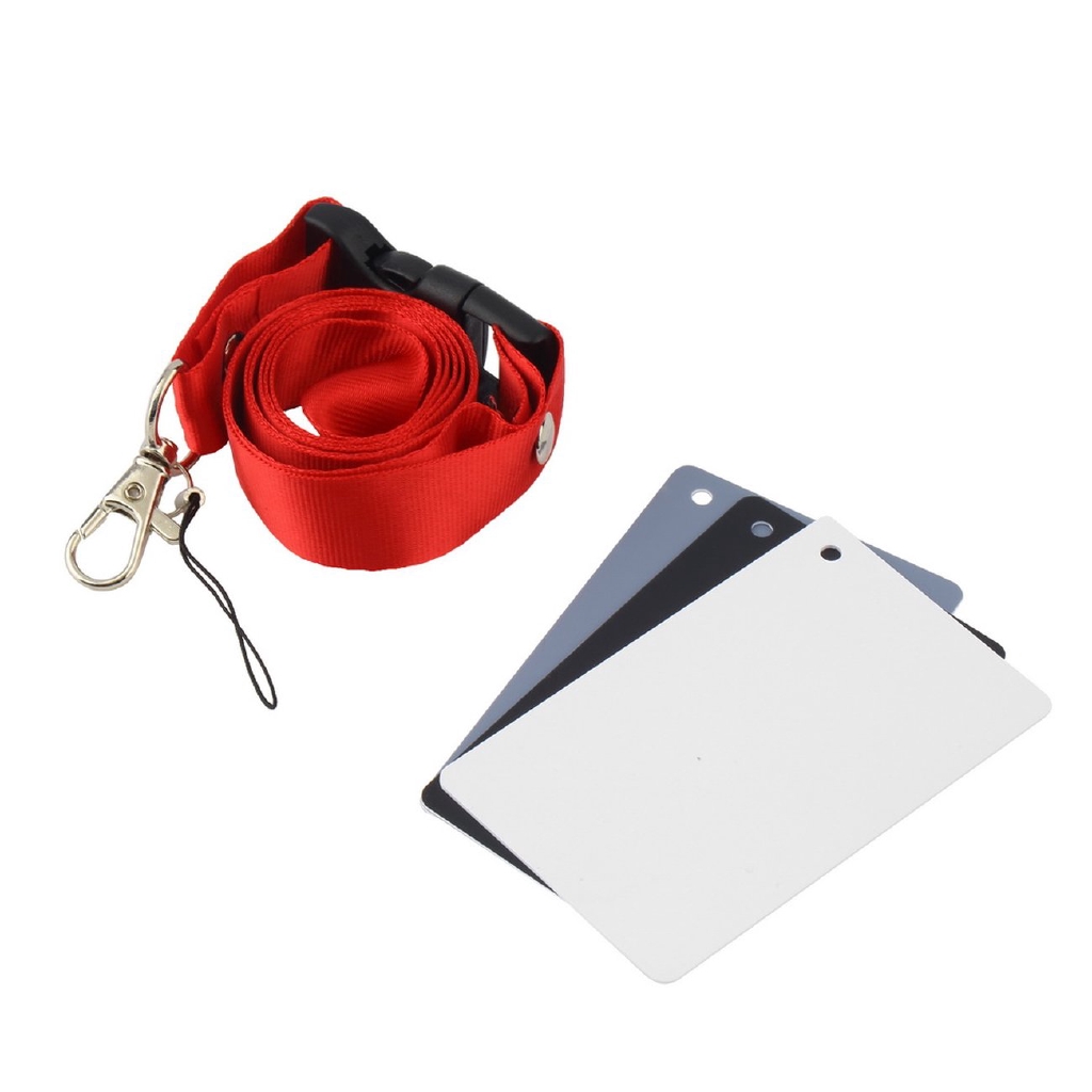 Bộ thẻ cân bằng kỹ thuật số màu trắng đen xám 3 trong 1 phơi sáng màu xám 18%