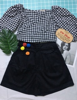 Áo croptop caro đắp chéo cột nơ