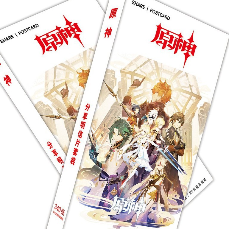 Hộp ảnh postcard GENSHIN IMPACT LẦN ĐẦU ĐẾN MONDSTADT anime chibi dễ thương