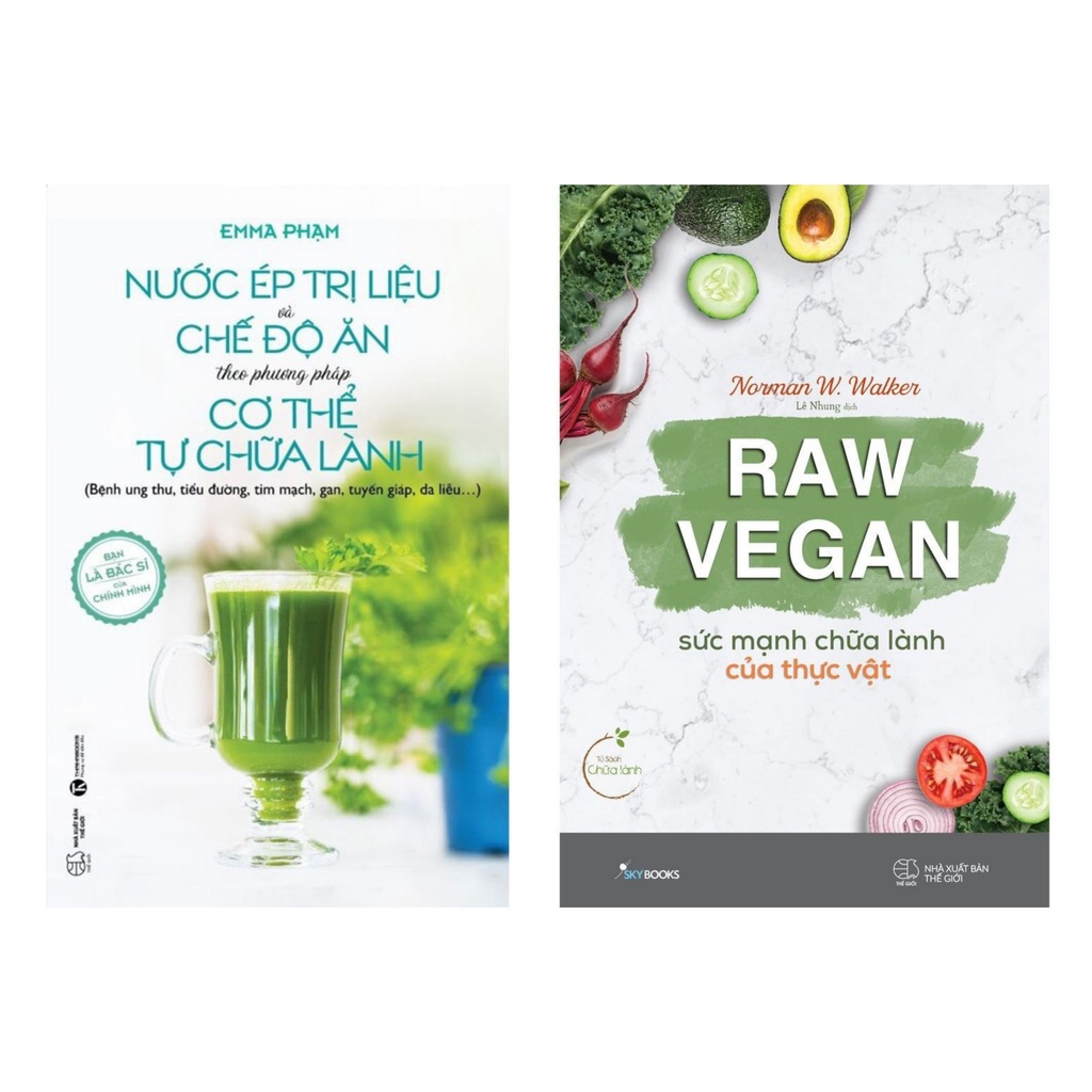 Sách 2c Nước ép trị liệu và chế độ ăn theo phương pháp cơ thể tự chữa + Raw Vegan Sức Mạnh Chữa  Lành Của Thực vậT th