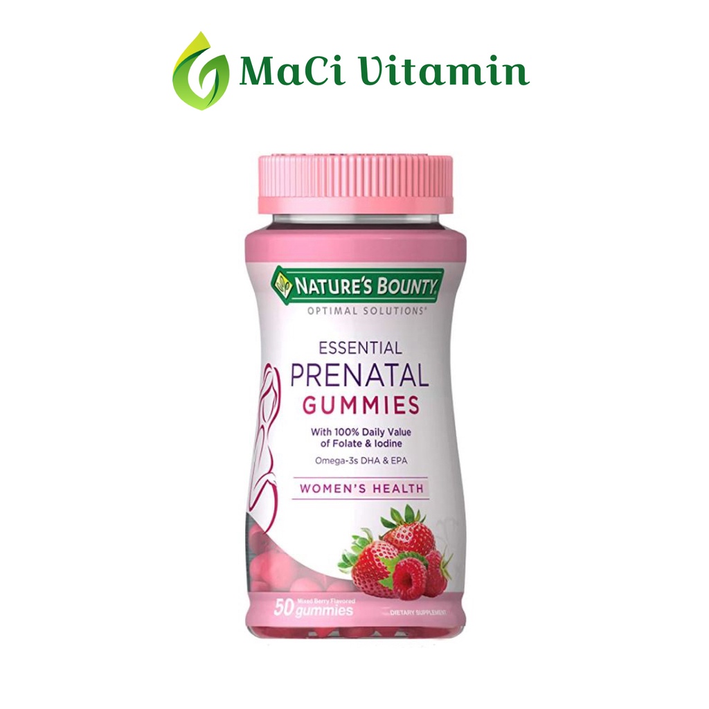 Kẹo dẻo Mẹ bầu Nature’s Bounty 100% Folate Iot Omega-3s DHA và EPA 50 viên MaCi