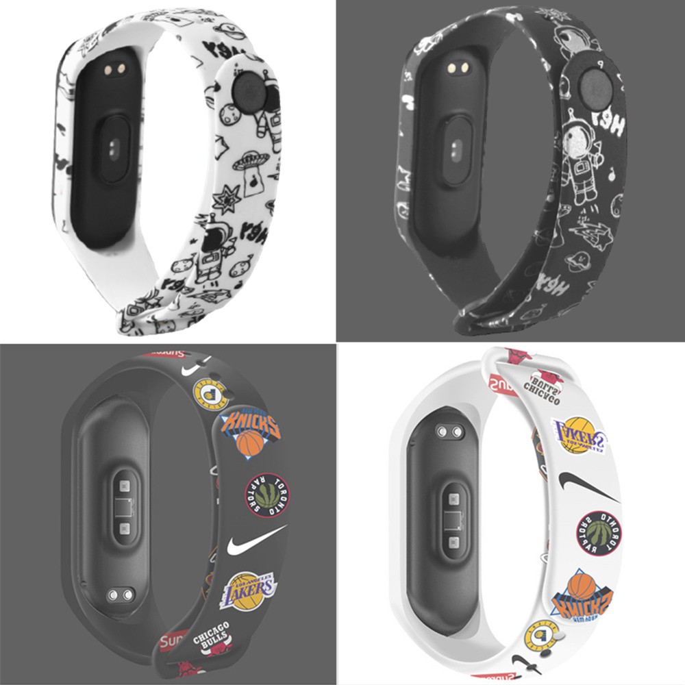 Dây đeo silicon hoạ tiết họat hình thay thế cho Xiaomi Mi Band 6 5 4 3