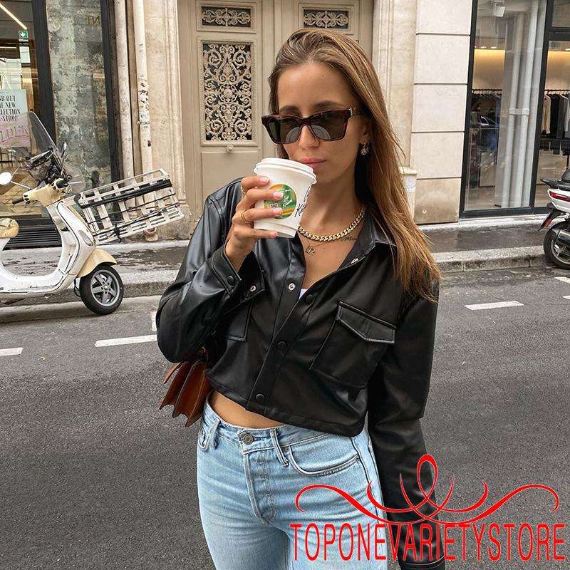 Áo Khoác Da Dài Tay Phong Cách Trẻ Trung Dành Cho Nữ