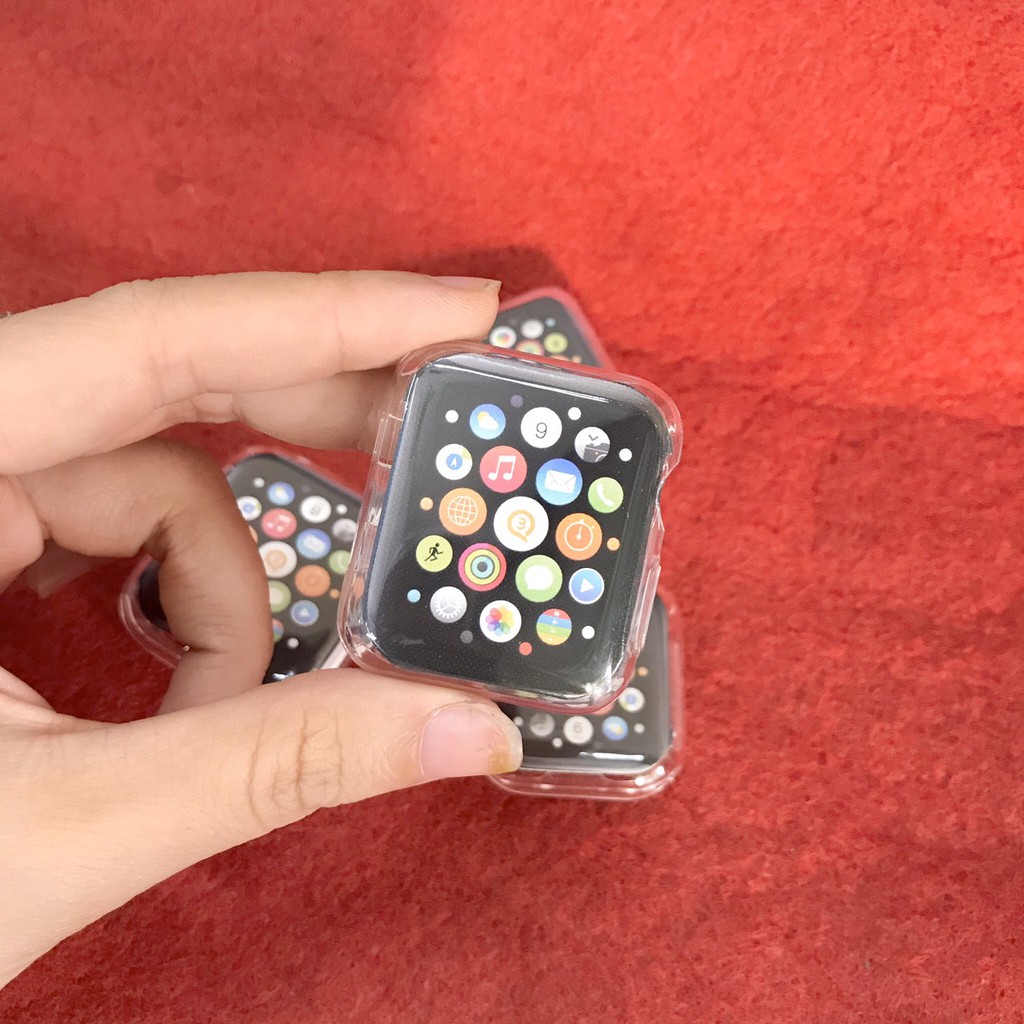 Ốp dẻo case Apple Watch full màn series 1 2 3 4 trong suốt, size 38 40 42 44 mm