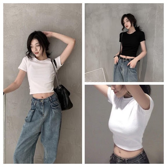 [Mã WASTUP giảm 10% tối đa 30K đơn 99K] Áo croptop nữ body ngắn tay form chuẩn co dãn dưới 58kg - Lyza Store | BigBuy360 - bigbuy360.vn