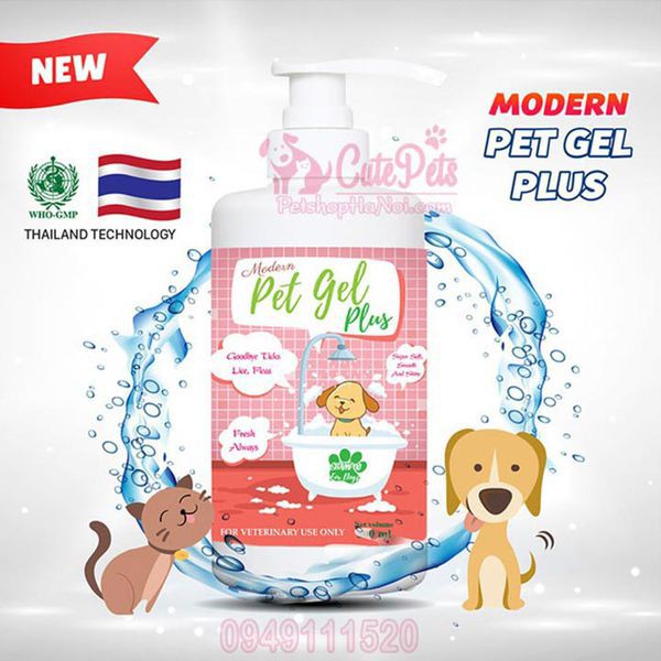 Sữa tắm trị rận cho chó mèo Modern Pet Gel Plus 500ml - Phụ kiện thú cưng Hà Nội