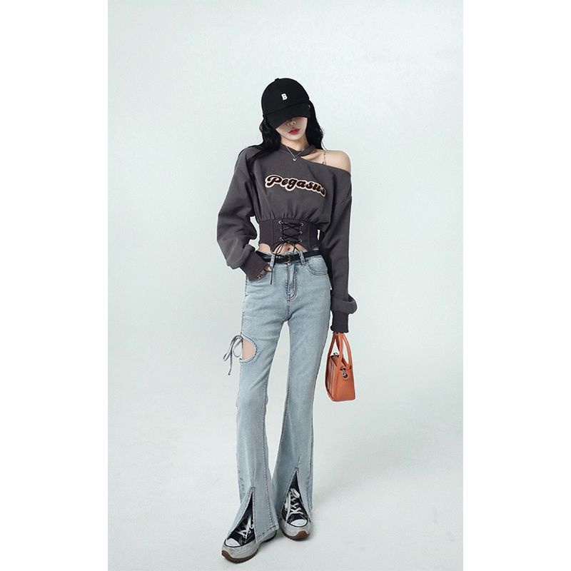 Áo Nữ Tay Dài Hở Vai Phong Cách Hàn Quốc Cá Tính