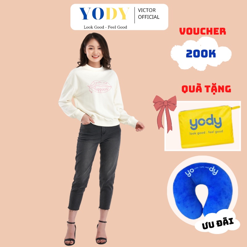 Quần Jean Nữ YODY Lưng Cao Gấu Tua Rua Giữ Form Co Giãn Tốt QJN4018