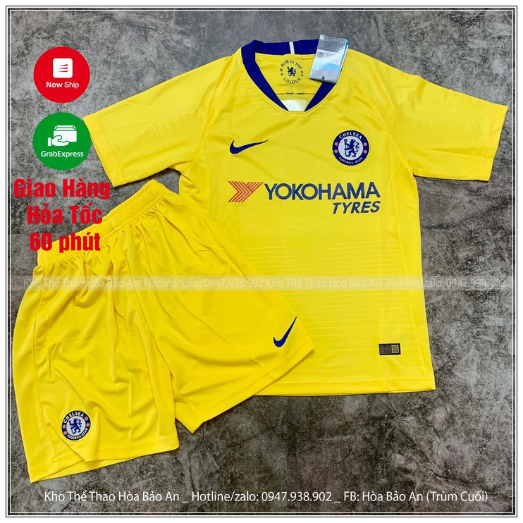 SALE KHỦNG Bộ Quần Áo Đá Banh CLB Chelsea sân khách màu vàng 2018/2019