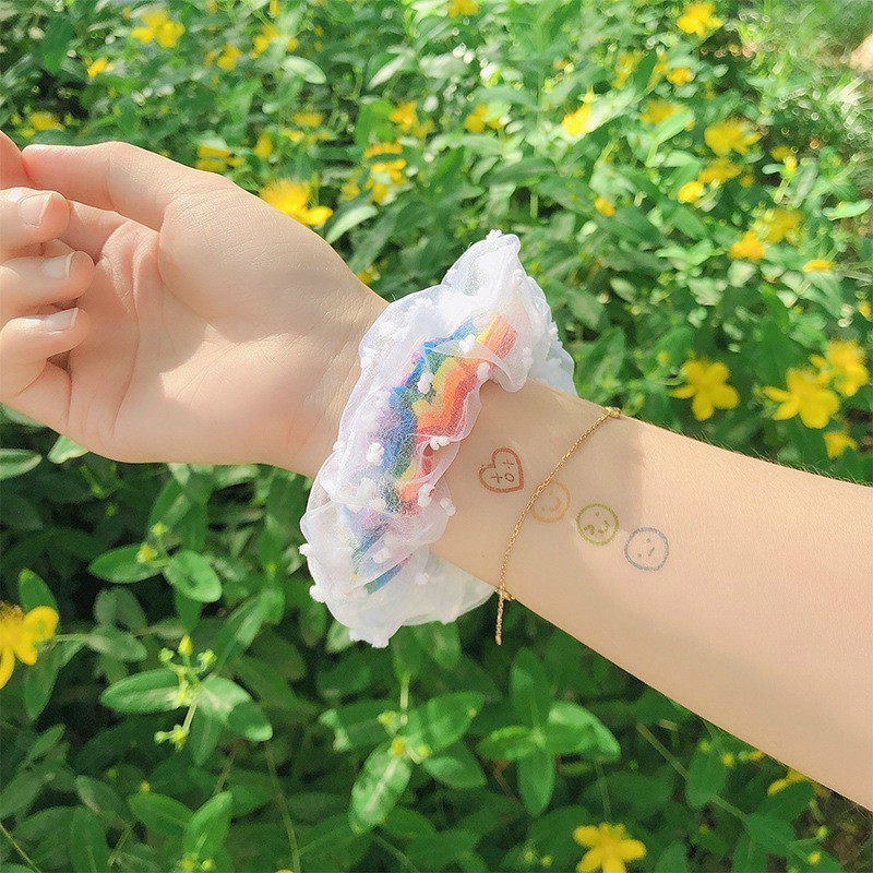 Buộc Tóc Nữ Thêu Hoa Màu Sắc Cầu Vồng Xinh XắnGIADUNGTONGKHO1Dây Buộc Tóc Nữ Hình Tròn Thời Trang Hàn Quốc Dễ Thương