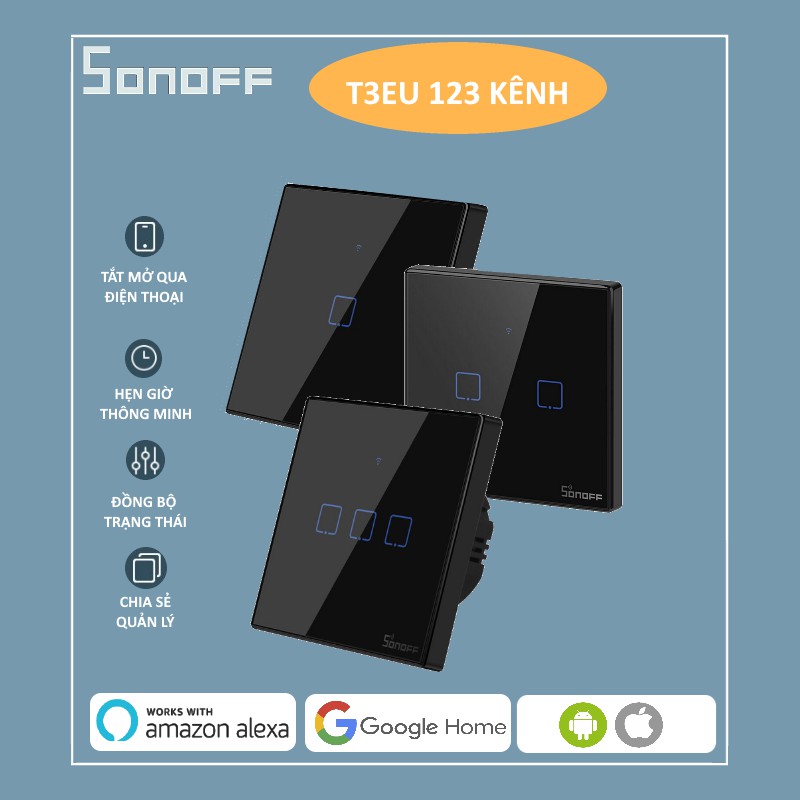 Công tắc Cảm ứng WIFI Sonoff T3EU/ US (Phiên bản mới 2019)