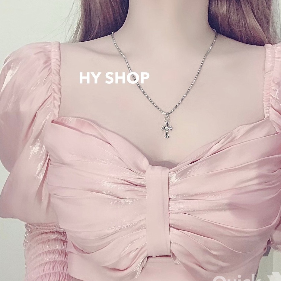 Dây chuyền titan thánh giá đính kim không gỉ nam nữ cá tính unisex bts