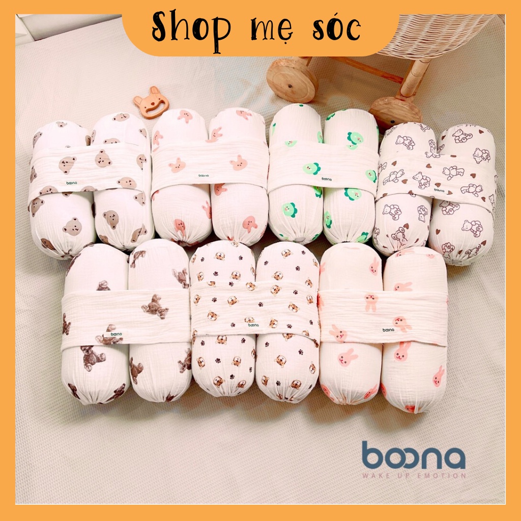 Bộ Chặn, gối chặn Sơ Sinh Boona Xô Muslin Ruột Bông Tự Nhiên Siêu Mềm Mại Chống Giật Mình Cho Bé Sơ Sinh mesocshop