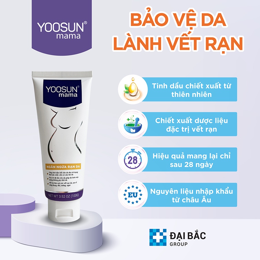 [DƯỢC SĨ TƯ VẤN]Mua 1 tuýp kem ngăn ngừa rạn và phục hồi rạn YOOSUN Mama 100gr tặng 1 bông tắm trị giá 15k