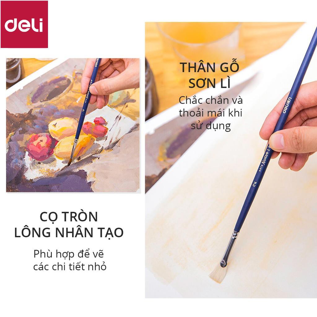 Bộ cọ vẽ chuyên nghiệp Deli - cọ lông động vật -cán màu xanh -10 dụng cụ - 73884 [Deli]