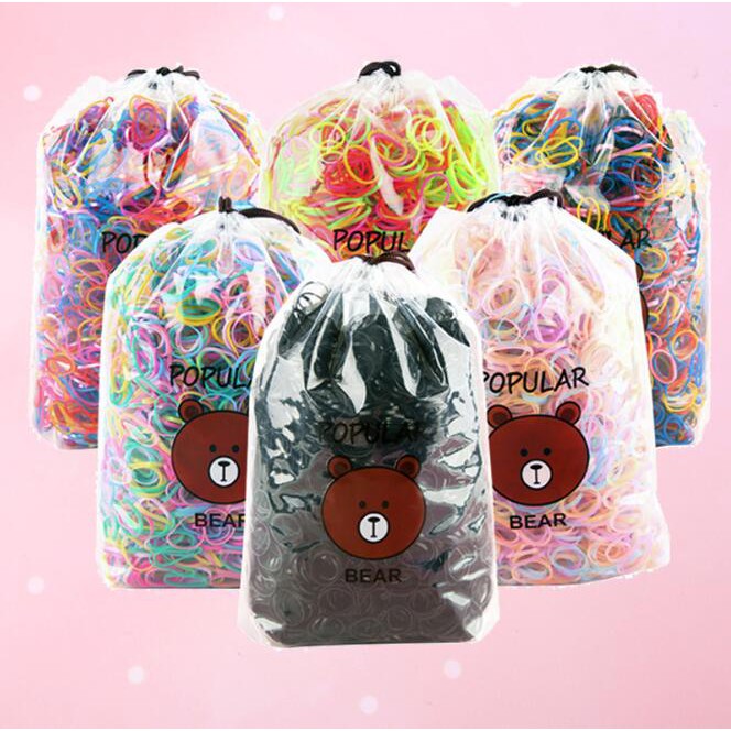 Set 2000 dây buộc tóc cao su nhiều màu sắc cho bé gái