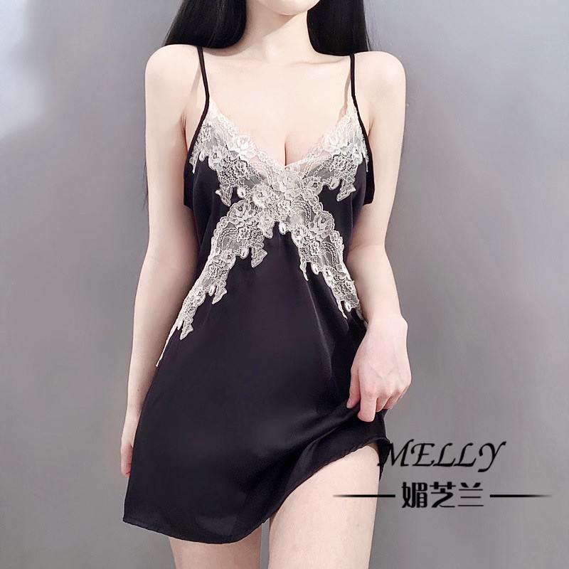 Đầm ngủ Tiểu thư Lụa mix ren dễ thương L239