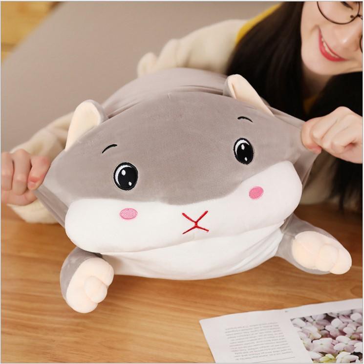 [CHUYÊN SỈ GIÁ SỐC] Thú Nhồi Bông Hình Chú Chuột Hamster Màu Xám Siêu Mịn 2 Size