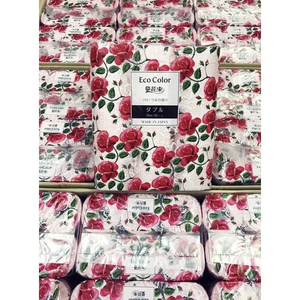 Giấy vệ sinh Eco Color 18 cuộn Nhật Bản, giấy vệ sinh dai mềm hương hoa hồng