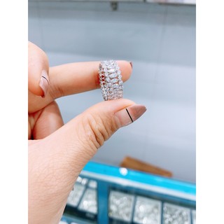 Nhẫn full đá oval bạc Ý S950 xi kim siêu đẹp