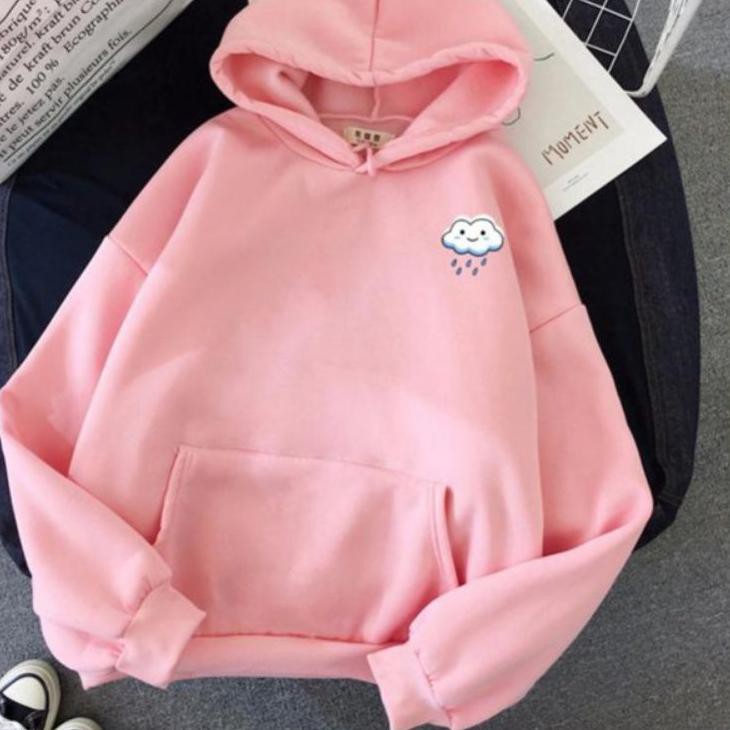 Áo Hoodie Dày Mềm Mại In Hình Đám Mây Mưa Thời Trang