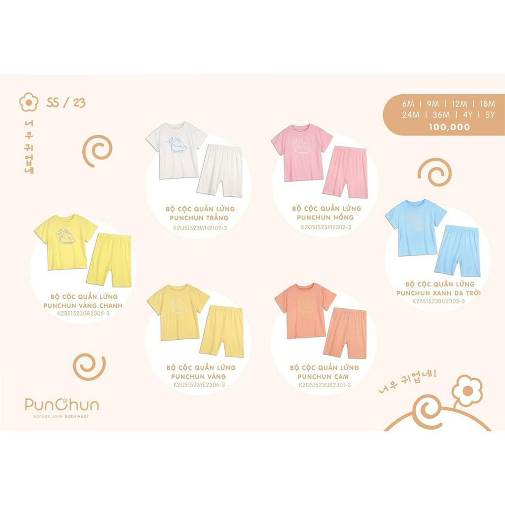 Bộ quần áo hè PUNCHUN trẻ em cộc quần lửng vải cotton mỏng hè [ PUNCHUN Việt Nam 2023 ]