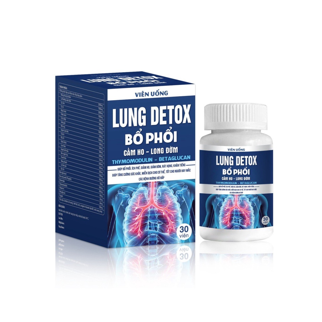 Viên Uống Lung Detox Bổ Phổi Cầm Ho-Long Đờm-Giúp Bổ Phổi, Ích Phế, Giảm Ho, Giảm Đờm, Rát Họng, Khàn Tiếng, Tăng Cường