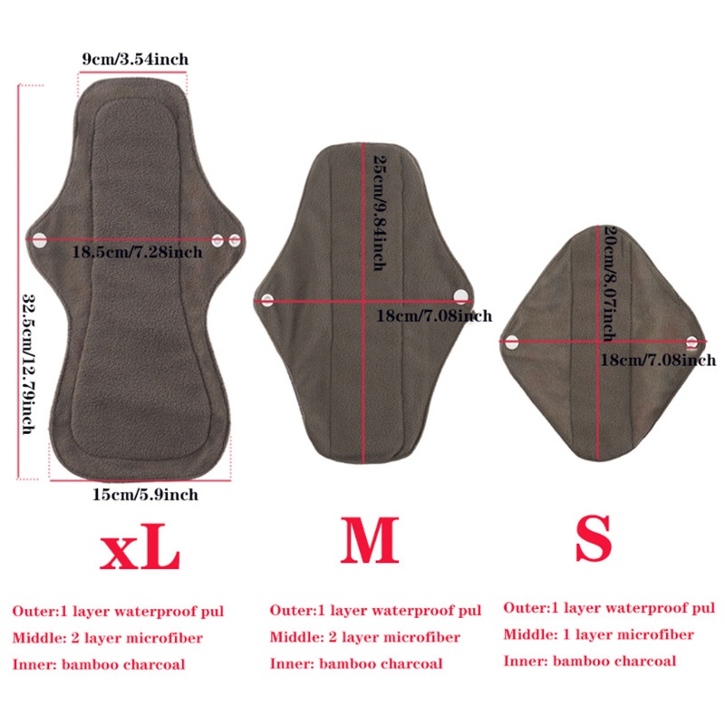 Set 3 Miếng Đệm Vệ Sinh Bằng Vải 3 Kích Cỡ Có Thể Giặt Rửa Và Tái Sử Dụng