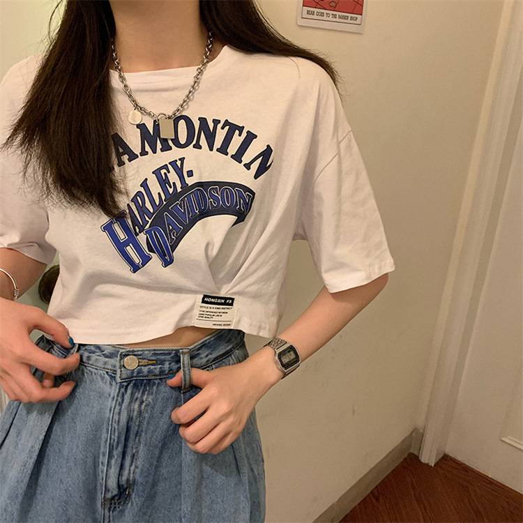 [ Mã 11FASHIONSALE1 giảm 10K đơn 50K ] Áo Croptop Ngắn Tay Thiết Kế Lệch Tà Thời Trang Mùa Hè Cá Tính Cho Nữ | BigBuy360 - bigbuy360.vn