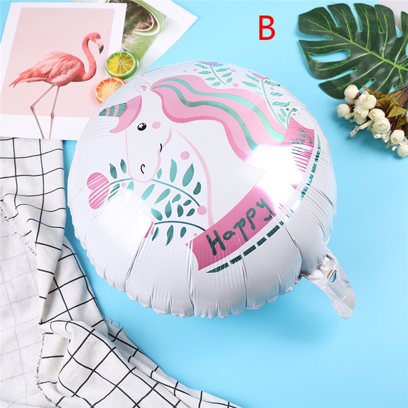 Bóng bay khí heli 18" in hình kỳ lân và hoa xinh xắn