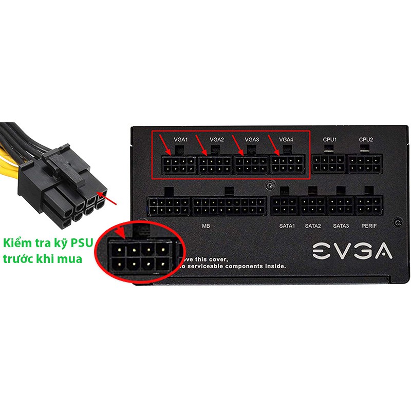 Cáp nguồn 8Pin Modular ra 2 đầu 8Pin 6+2 cho VGA card PCIE