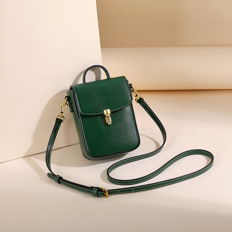 Mobile Túi Đeo Chéo Da PU Dáng Vuông Nhỏ Màu Trơn Thời Trang Xinh Xắn Cho Nữ