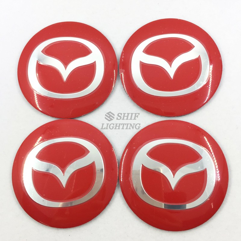 Set 4 ốp dán nắp trung tâm lốp bánh xe MAZDA
