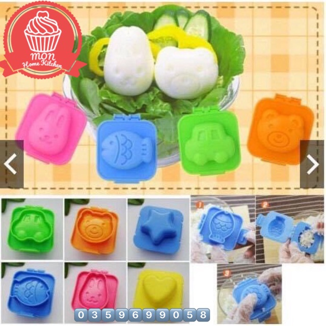 Khuôn cơm Bento làm cơm, bánh, bữa phụ cho bé ăn dặm set 6 cái, có bán lẻ, được chọn mẫu