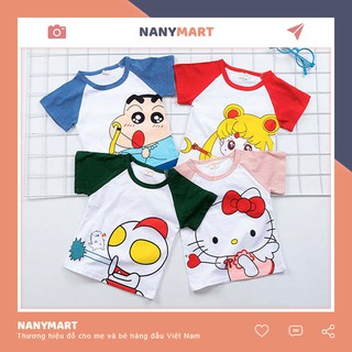 Áo Thun Cho Bé Trai Cộc Tay Ngắn Cotton Nhân Vật Hoạt Hình Ngộ Nghĩnh [QATE04]
