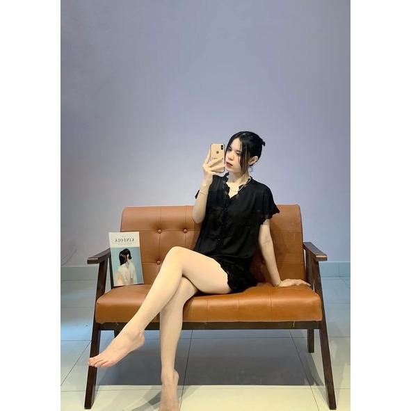 Bộ đồ ngủ đùi ren trơn - Quần áo mặc nhà nữ -Lụa Latin cao cấp - Hàn Quốc- Mềm mịn, thoáng mát, sang trọng- Dihen3129 | BigBuy360 - bigbuy360.vn