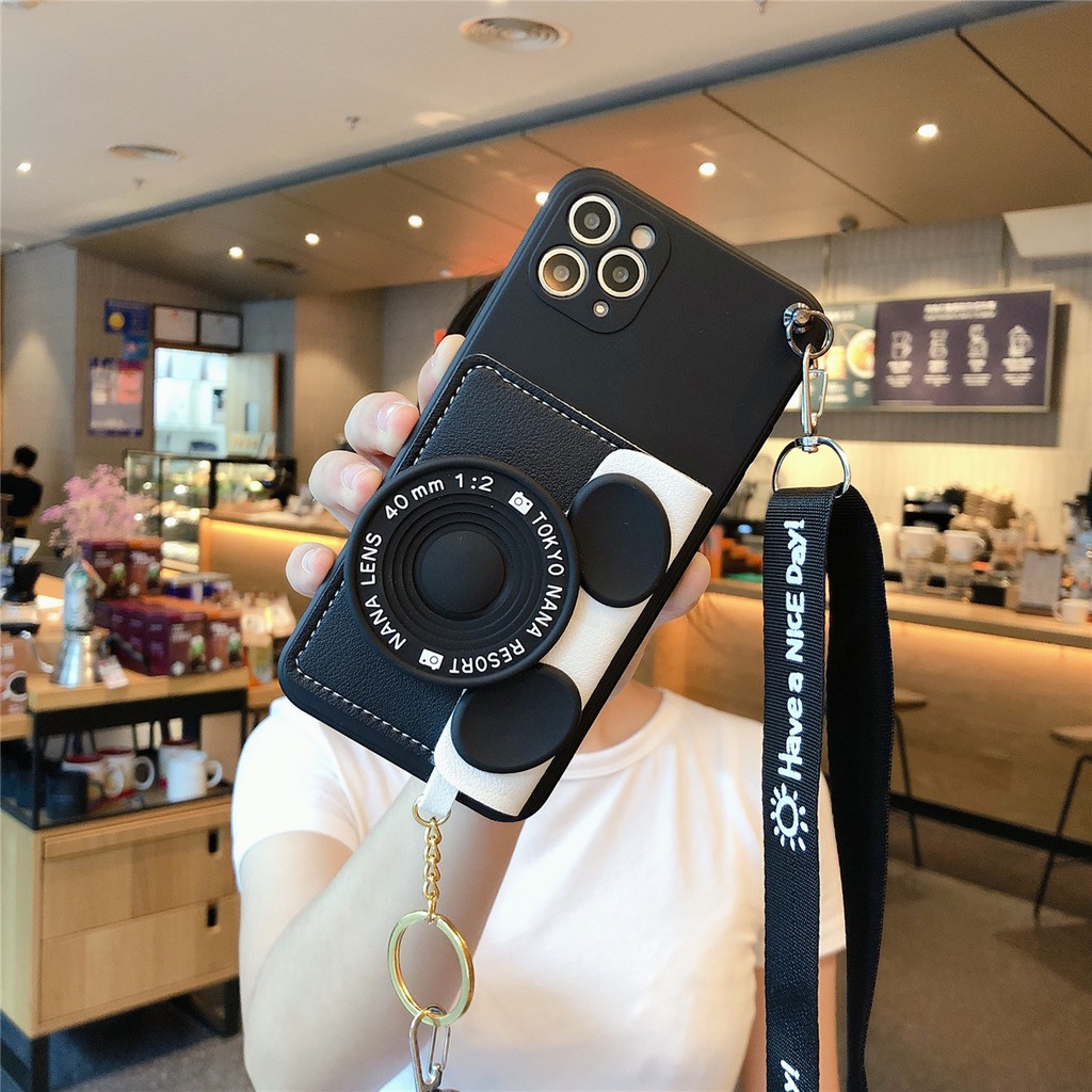 Ốp Điện Thoại Mềm Hình Mickey Minnie Có Ngăn Đựng Thẻ Cho IPhone7 7 + 8 8 + xr x / xs