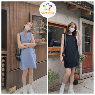 Váy suông rộng tanktop VIETSTAR đầm dáng suông thun cotton siêu hot