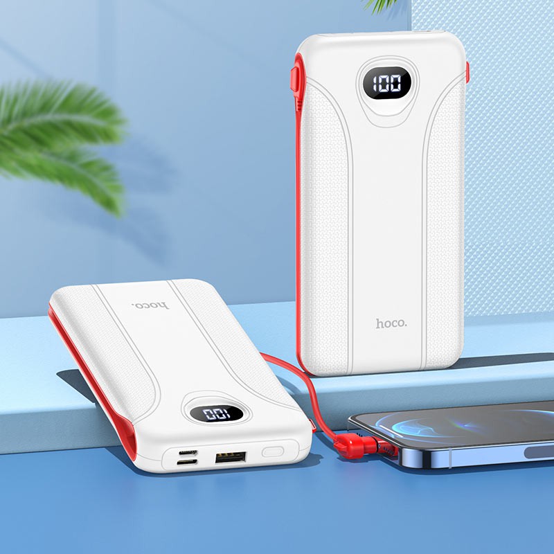 Pin sạc dự phòng cao cấp Hoco J71 dung lượng 10000mAh kèm cáp đầu ra Lightning/Type-C 2A, màn hình LED - Hàng chính hãng