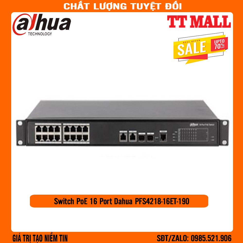 Switch PoE 16 Port Dahua PFS4218-16ET-190- Bảo hành chính hãng 18 tháng